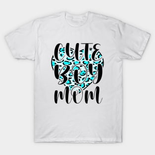 Cute Boy Mom Leopard Heart Mother's Day Boy Mama Mom T-Shirt